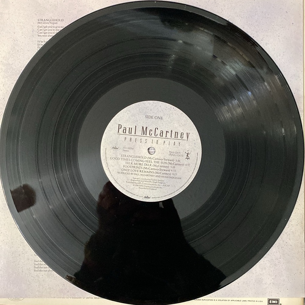 Paul McCartney - Press to play - 1986. Capitol Records Vinyl Record - Picture 7 of 9